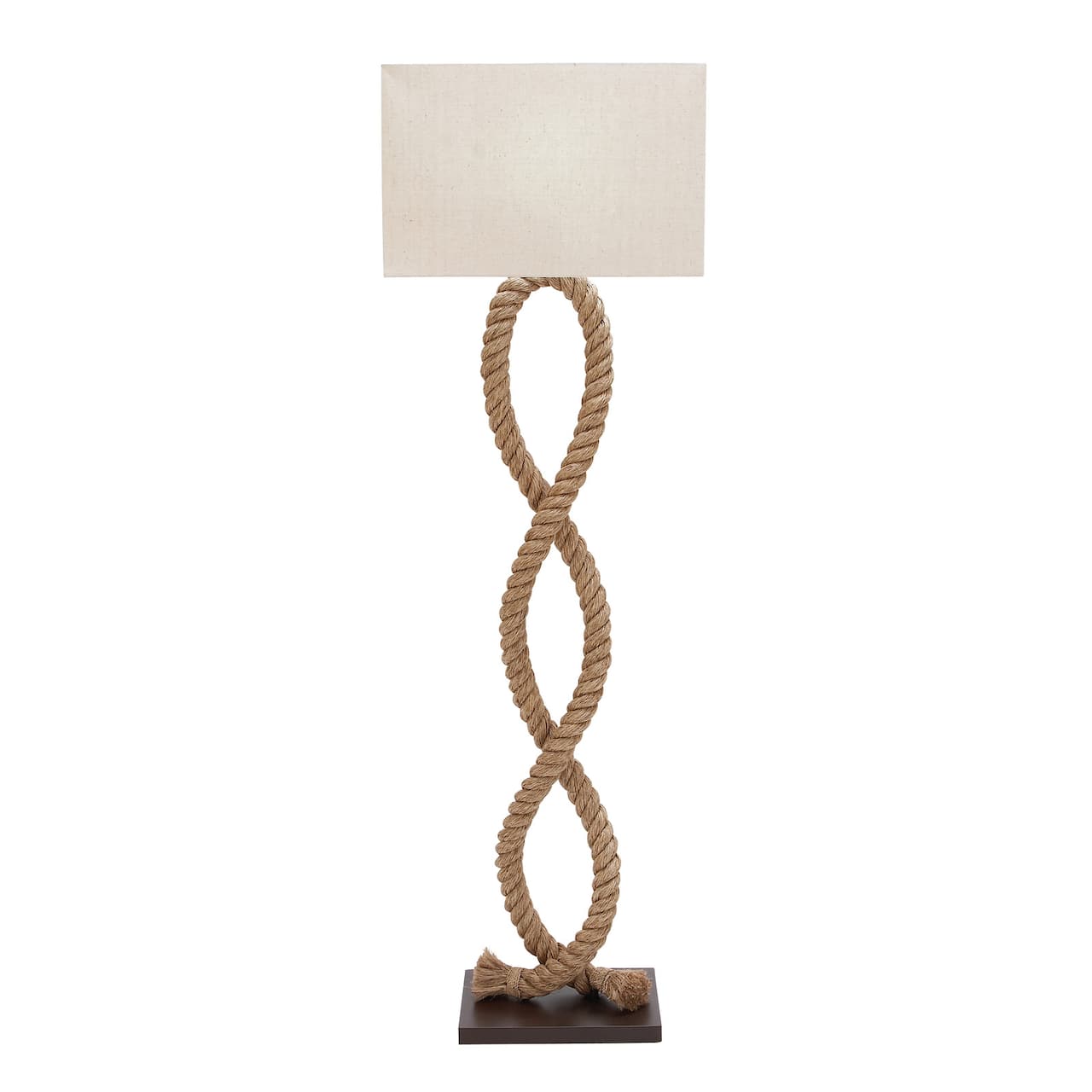 Brown Jute Rope and Iron Rustic Floor Lamp, 63" x 20" x 9"